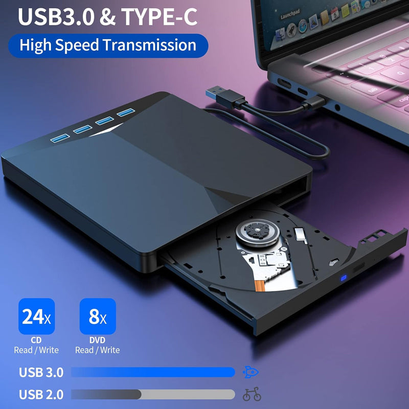 7-i-1 USB 3.0 Type-C ekstern DVD-stasjon
