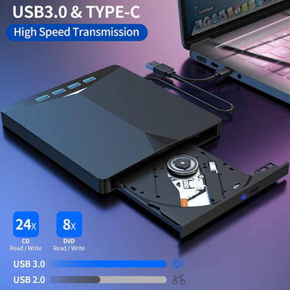 7-i-1 USB 3.0 Type-C ekstern DVD-stasjon