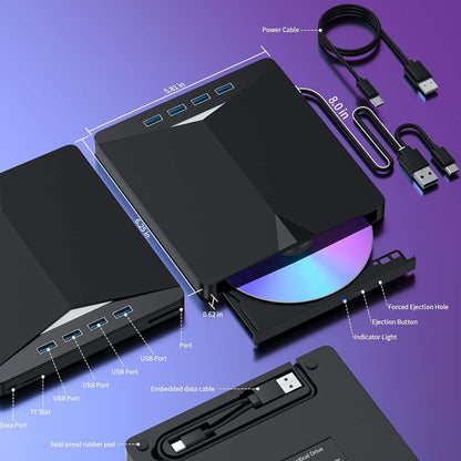 7-i-1 USB 3.0 Type-C ekstern DVD-stasjon