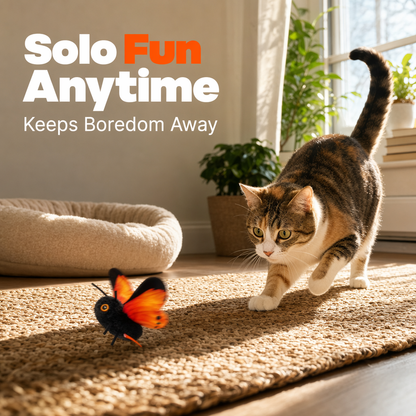 🦋🐱 Smart, bevegelsessensitiv leketøy i form av en flagrende sommerfugl 🐈 Den perfekte lekekameraten for kjæledyr! Bevegelsesaktivert, realistisk flyging, interaktiv moro – holder katten din opptatt i timevis. 🔥✨