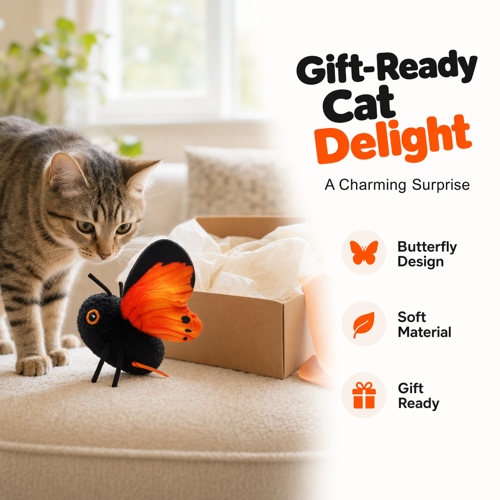 🦋🐱 Smart, bevegelsessensitiv leketøy i form av en flagrende sommerfugl 🐈 Den perfekte lekekameraten for kjæledyr! Bevegelsesaktivert, realistisk flyging, interaktiv moro – holder katten din opptatt i timevis. 🔥✨