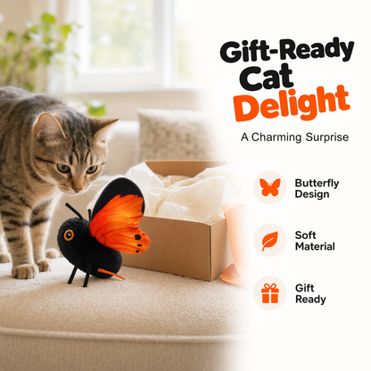 🦋🐱 Smart, bevegelsessensitiv leketøy i form av en flagrende sommerfugl 🐈 Den perfekte lekekameraten for kjæledyr! Bevegelsesaktivert, realistisk flyging, interaktiv moro – holder katten din opptatt i timevis. 🔥✨