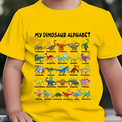 🔥🎁 Nyhet: Halvpris-tilbud 🔥 Barne-T-skjorte med dinosaur- og bokstavtrykk
