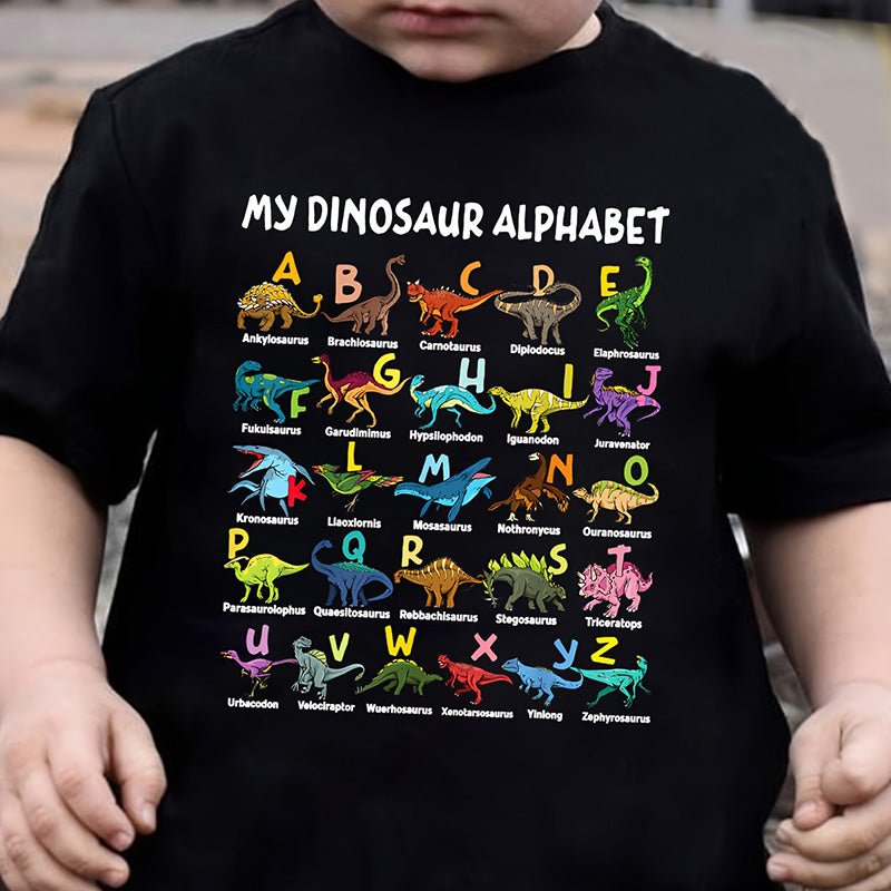 🔥🎁 Nyhet: Halvpris-tilbud 🔥 Barne-T-skjorte med dinosaur- og bokstavtrykk