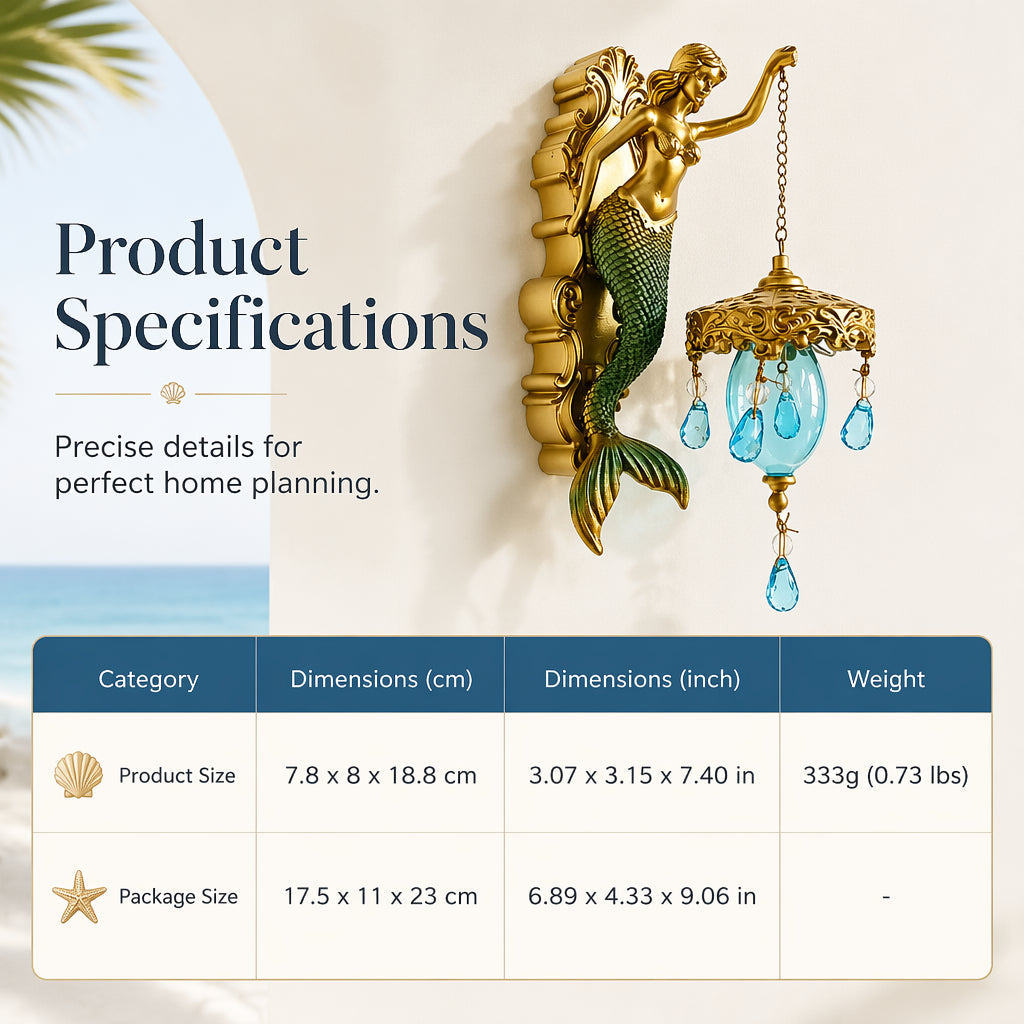 🧜‍♂️ Vintage vegglampe med havfruemotiv 🏘️ Til bruk innendørs og utendørs