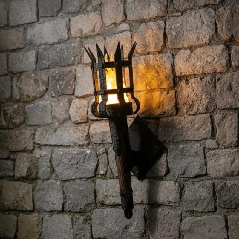 Middelaldersk fakkelvegglampe Vintage flammeeffekt vegglampe