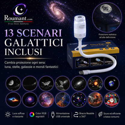 🌌 -50% NÅ! 💫 USB-projektorlampe for stjernehimmelen – 13 utskiftbare filmer og fleksibel hals – Perfekt for soverommet ✨