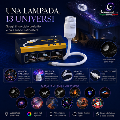 🌌 -50% NÅ! 💫 USB-projektorlampe for stjernehimmelen – 13 utskiftbare filmer og fleksibel hals – Perfekt for soverommet ✨