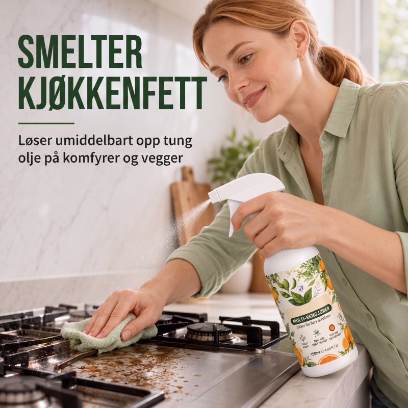 Kraftfull alt-i-ett rengjøringsspray