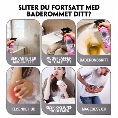 Overflaterens for baderom mot mugg og kalkavleiringer