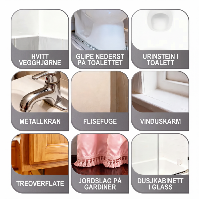 Overflaterens for baderom mot mugg og kalkavleiringer