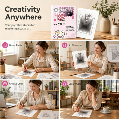 🎨✨ 50 % RABATT! Slutt på flate, kjedelige tegninger! Denne stereoskopiske 3D-tegneboken med 64 maler får barnetegninger til å poppe av arket – inkluderer fargeleggings- og klippeaktiviteter!