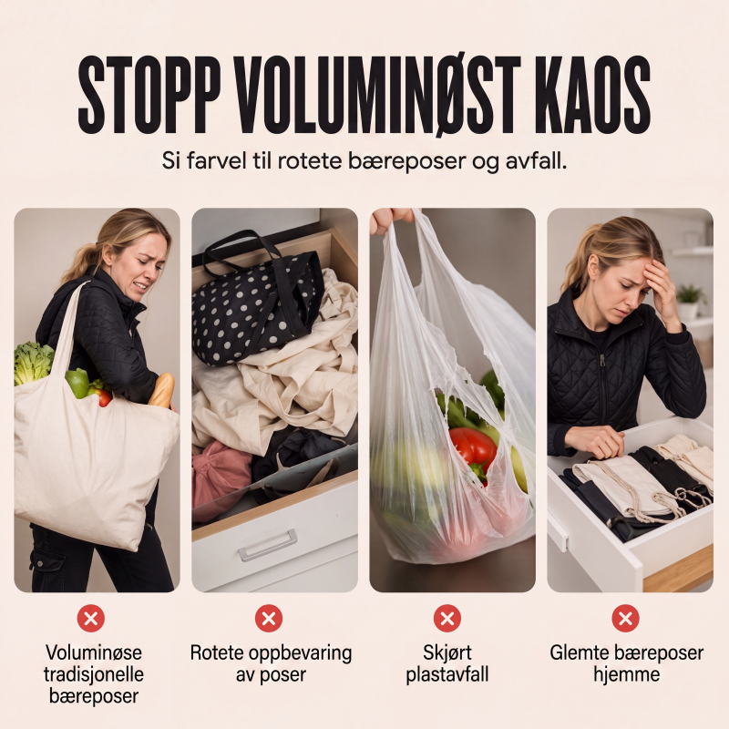 ⏰🔥BEGRENSET TID: bare 129 kr!👜Bærbar uttrekkbar opprullbar handlepose