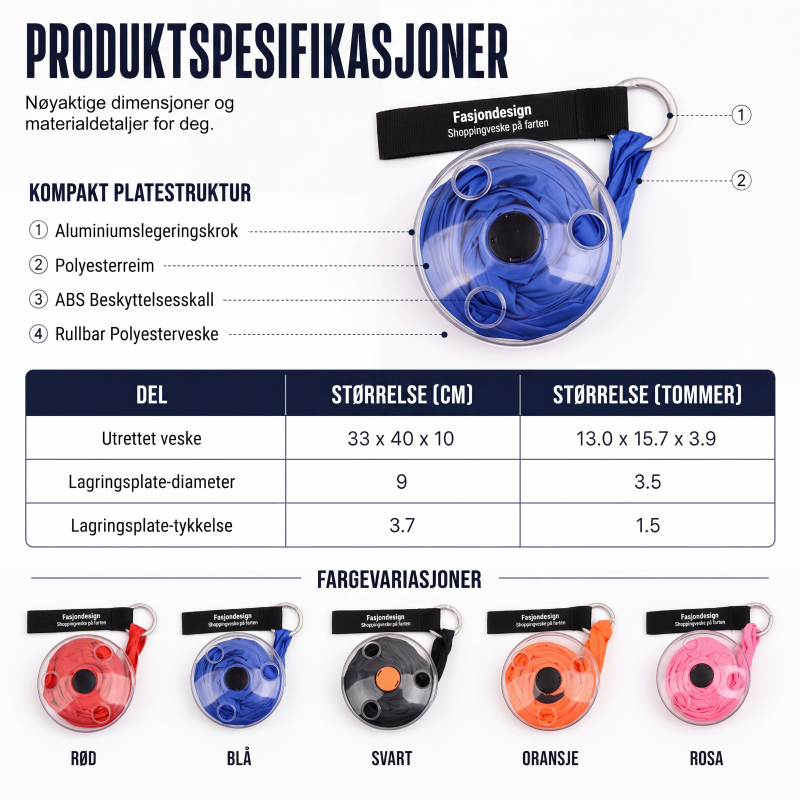 ⏰🔥BEGRENSET TID: bare 129 kr!👜Bærbar uttrekkbar opprullbar handlepose