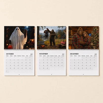 🌲50 % RABATT | Morsom skogsveggkalender 2027 – Sjarmerende skogsdyrkunst, store notatvennlige rutenett for hjem og kontor!