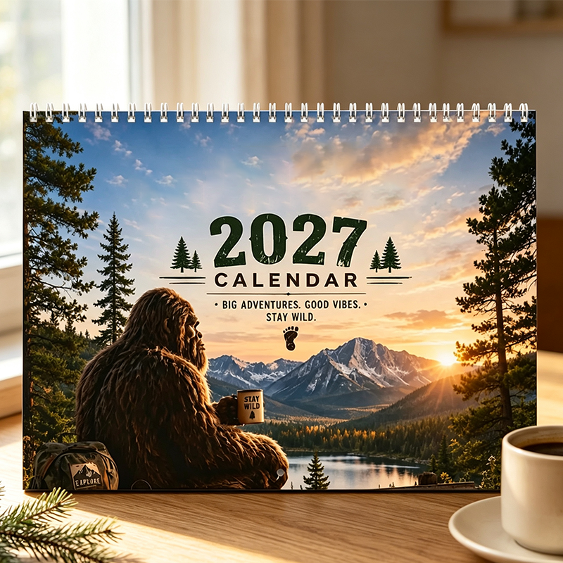 🌲50 % RABATT | Morsom skogsveggkalender 2027 – Sjarmerende skogsdyrkunst, store notatvennlige rutenett for hjem og kontor!