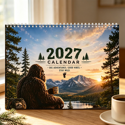 🌲50 % RABATT | Morsom skogsveggkalender 2027 – Sjarmerende skogsdyrkunst, store notatvennlige rutenett for hjem og kontor!