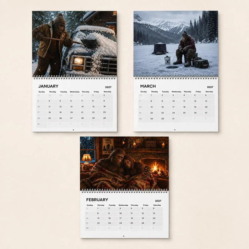 🌲50 % RABATT | Morsom skogsveggkalender 2027 – Sjarmerende skogsdyrkunst, store notatvennlige rutenett for hjem og kontor!