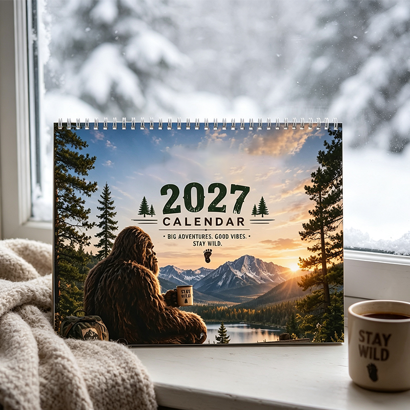 🌲50 % RABATT | Morsom skogsveggkalender 2027 – Sjarmerende skogsdyrkunst, store notatvennlige rutenett for hjem og kontor!