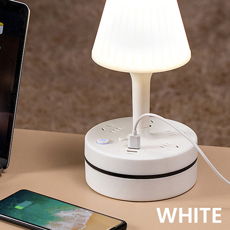 💡 Nattbordslampe med stikkontakter og USB-porter