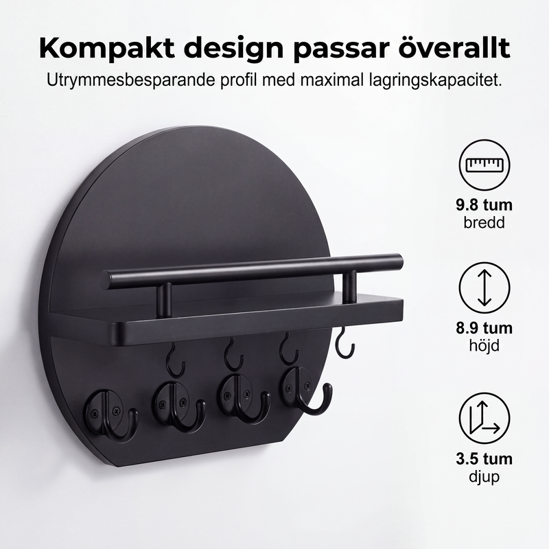🔑 50 % RABATT NÅ! 🏠 Veggmontert nøkkelholder med hylle og kroker – holder orden på nøkler, post og småting – perfekt til gangen 🚪