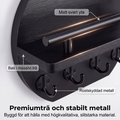 🔑 50 % RABATT NÅ! 🏠 Veggmontert nøkkelholder med hylle og kroker – holder orden på nøkler, post og småting – perfekt til gangen 🚪