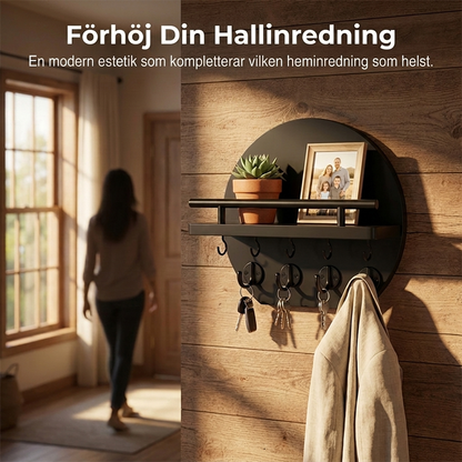 🔑 50 % RABATT NÅ! 🏠 Veggmontert nøkkelholder med hylle og kroker – holder orden på nøkler, post og småting – perfekt til gangen 🚪