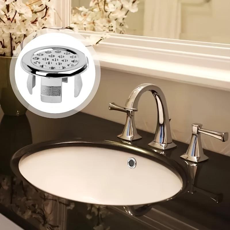Bathroom Sink Drain Cover, 4 Pack Round Drain Cover, Overflow Cover Ring Insert Replacement, Basin Accessory for Home Kitchen Bathroom, Bathroom Accessories, Bathroom Fittings, Bathroom Gadgets, Drain Stopper