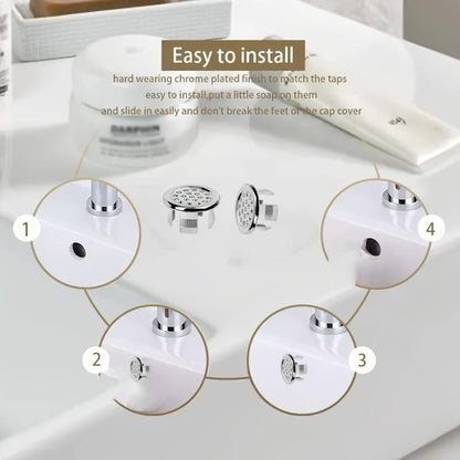 Bathroom Sink Drain Cover, 4 Pack Round Drain Cover, Overflow Cover Ring Insert Replacement, Basin Accessory for Home Kitchen Bathroom, Bathroom Accessories, Bathroom Fittings, Bathroom Gadgets, Drain Stopper