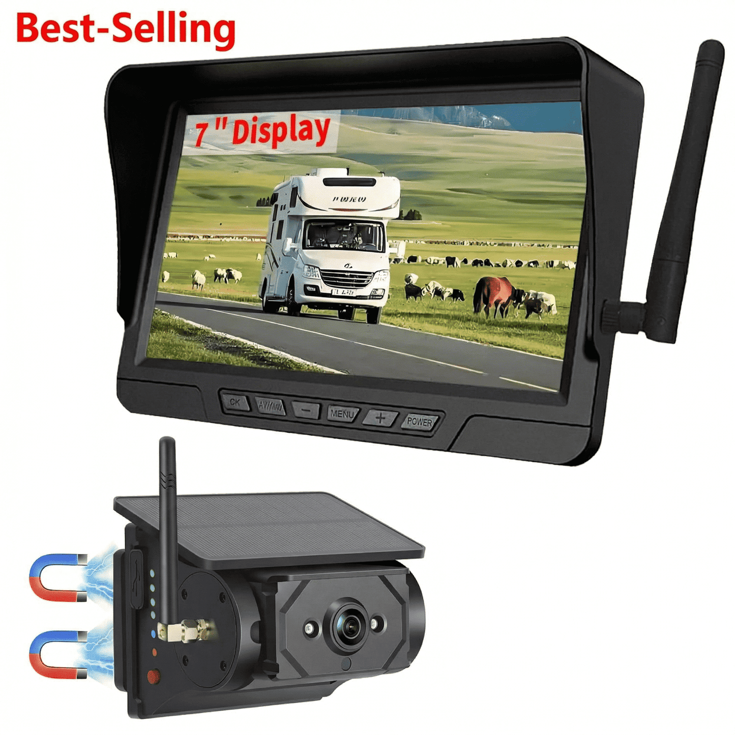 🚛 Trådløst dashcamsystem – 1080P, delt skjerm, 140° synsfelt. Perfekt for lastebiler og bobiler! 📡✨
