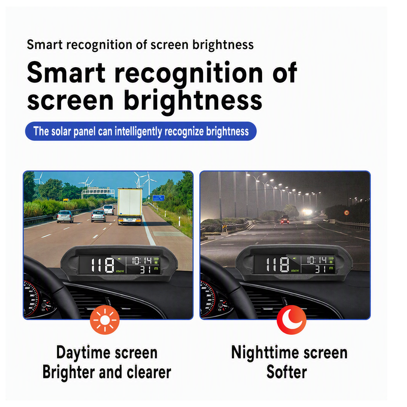 🚗 50 % RABATT NÅ! ☀️ Solcelledrevet GPS-display til bil – dobbel lading, smart lysstyrke og fartsvarsler 🛡️