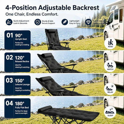 🏆 BEGRENSET TID: 50 % RABATT!🪑 Bærbar, justerbar sammenleggbar stol for utendørs bruk – Lett, solid og allsidig 🏕️✨