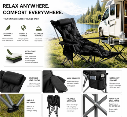 🏆 BEGRENSET TID: 50 % RABATT!🪑 Bærbar, justerbar sammenleggbar stol for utendørs bruk – Lett, solid og allsidig 🏕️✨