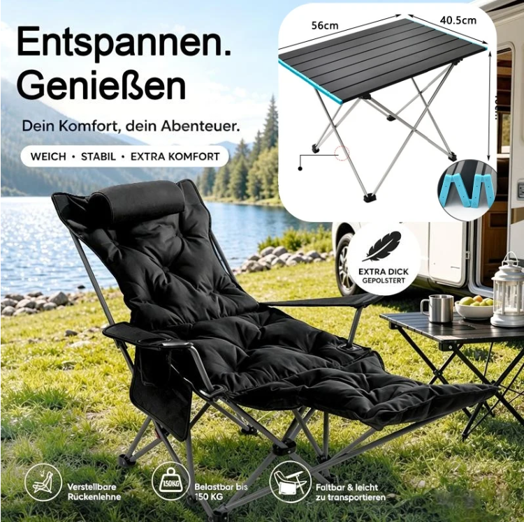 🏆 BEGRENSET TID: 50 % RABATT!🪑 Bærbar, justerbar sammenleggbar stol for utendørs bruk – Lett, solid og allsidig 🏕️✨