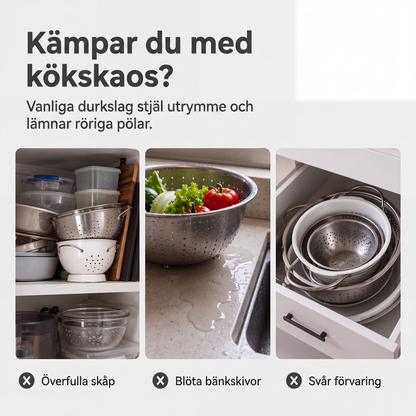3-delers sammenleggbart dørslagsett med avløpsbunn