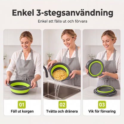 3-delers sammenleggbart dørslagsett med avløpsbunn