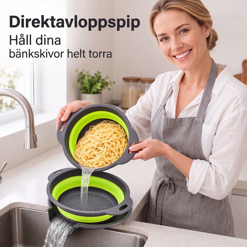 3-delers sammenleggbart dørslagsett med avløpsbunn