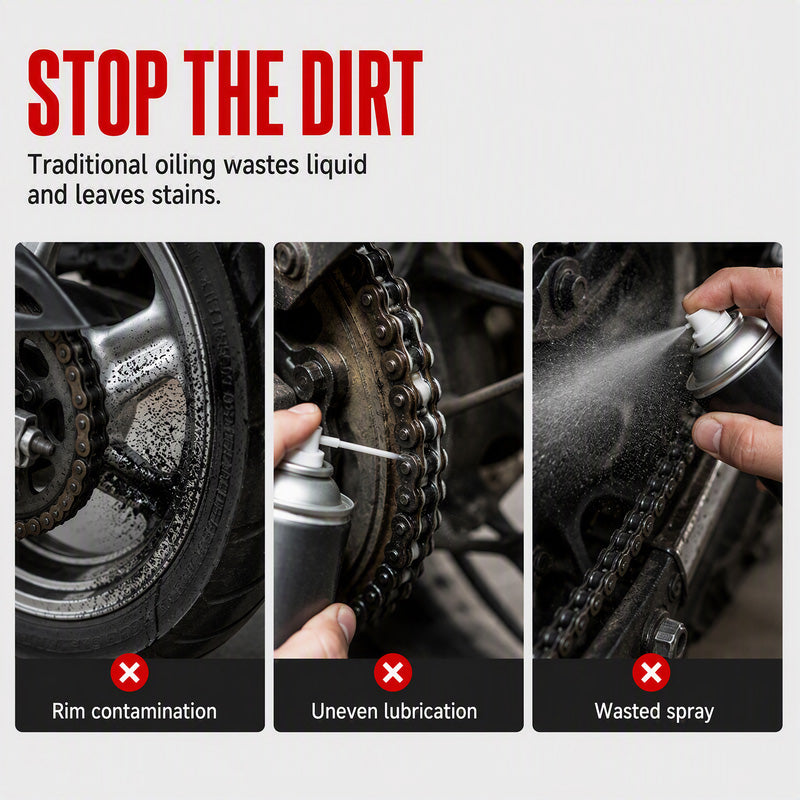 🏍️🔥 50 % RABATT I DAG! Smør motorsykkelkjeden din rent og jevnt — slutt på rotete gjetting!