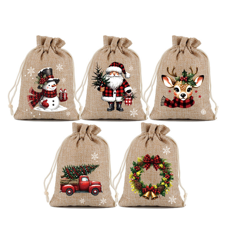 🎁 Julegaveposer med snøring – festlige nisse- og reinsdyrmotiver, dobbel snøring og slitesterkt stoff – juleglede i hver gave ✨