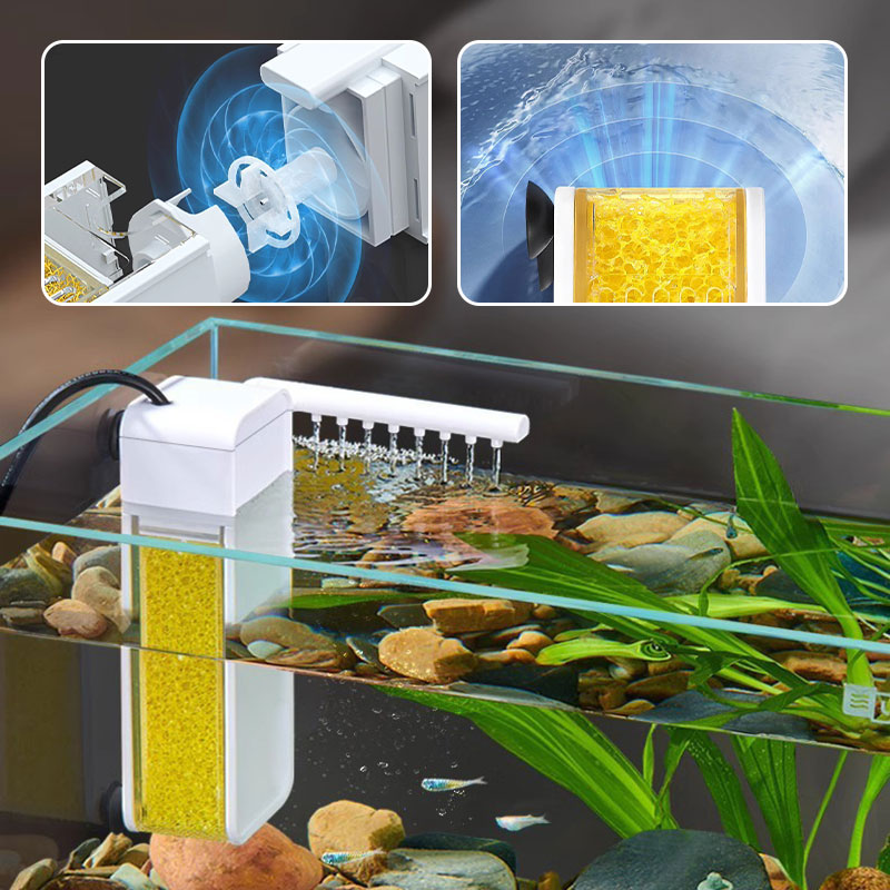 🐠 💧 50% RABATT – Akvariefilter for små akvarier – vannsirkulasjon – avtagbare filterdeler – luftende utløp – kompakt design – for et renere og sunnere akvarium