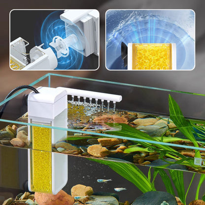 🐠 💧 50% RABATT – Akvariefilter for små akvarier – vannsirkulasjon – avtagbare filterdeler – luftende utløp – kompakt design – for et renere og sunnere akvarium