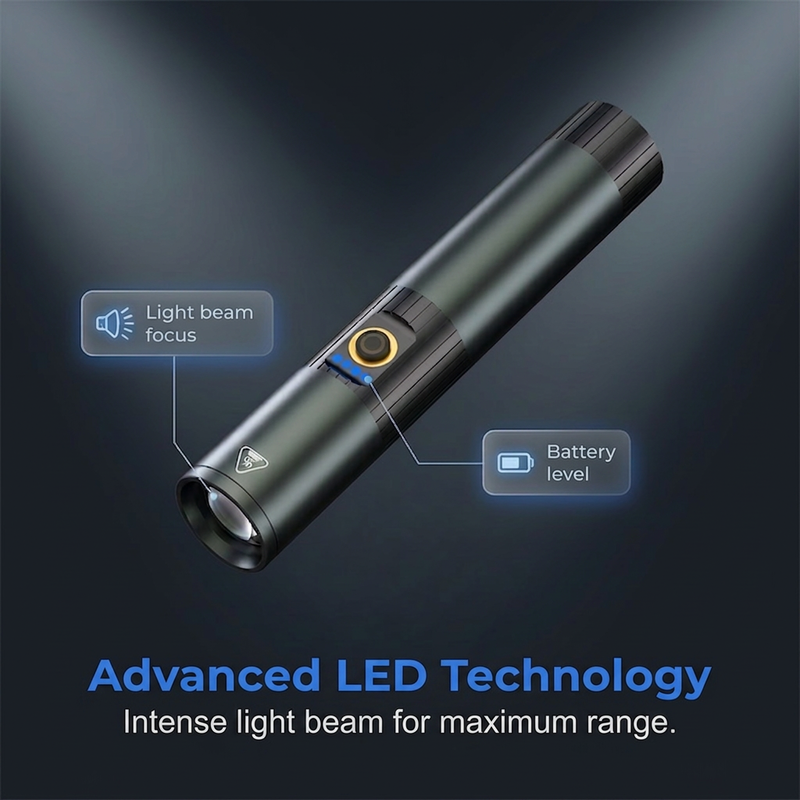 🔦 50 % RABATT I BEGRENSET TID! ✨ Ekstremt kraftig taktisk lommelykt med zoomfunksjon – robust, vanntett, oppladbar 🏕️
