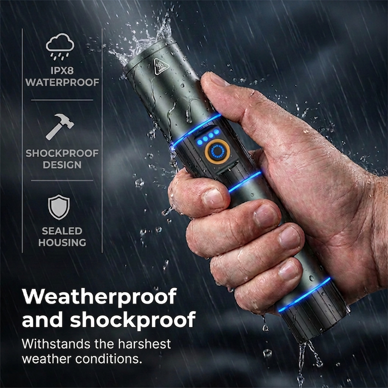 🔦 50 % RABATT I BEGRENSET TID! ✨ Ekstremt kraftig taktisk lommelykt med zoomfunksjon – robust, vanntett, oppladbar 🏕️