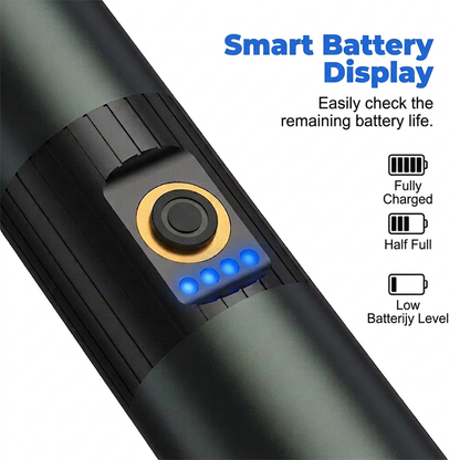 🔦 50 % RABATT I BEGRENSET TID! ✨ Ekstremt kraftig taktisk lommelykt med zoomfunksjon – robust, vanntett, oppladbar 🏕️