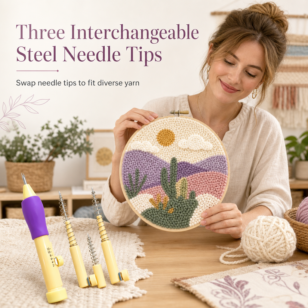 Verktøysett for brodering med punch needle