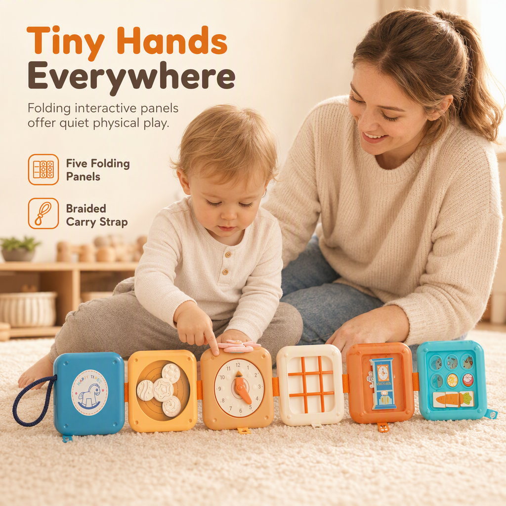 🧸 Spar 50 %! ✨ Busy Ball Stacking Toy – Flersidig og bærbar aktivitetskube 🎈