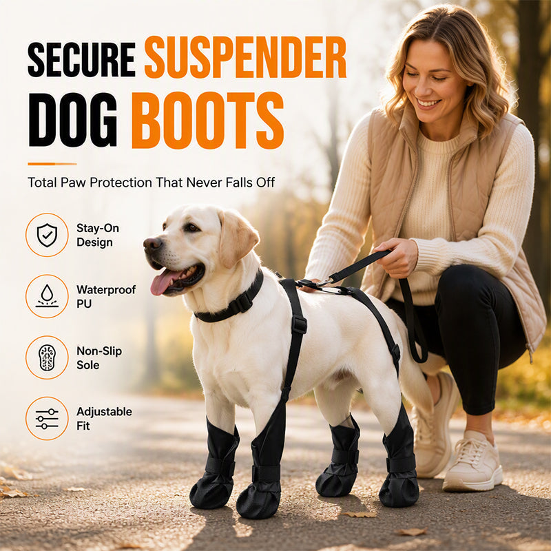 Waterproof Anti-Drop Dog Boots with Adjustable Harness Suspender