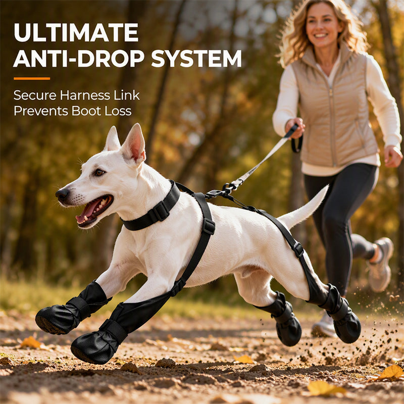 Waterproof Anti-Drop Dog Boots with Adjustable Harness Suspender