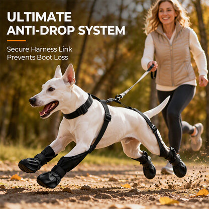 Waterproof Anti-Drop Dog Boots with Adjustable Harness Suspender
