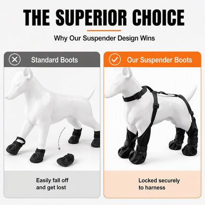 Waterproof Anti-Drop Dog Boots with Adjustable Harness Suspender